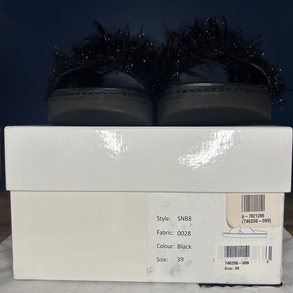 Simone Rocha Black Faux Fur Slides Sandals Women’s Size 39 (Made in Italy) - Picture 5 of 5